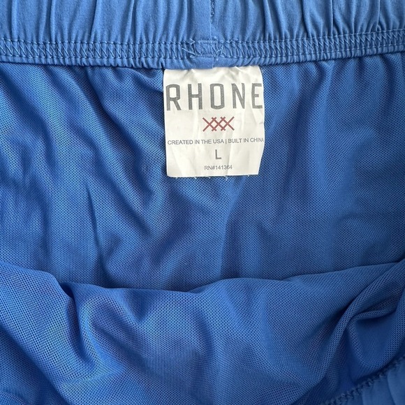 Rhône Shorts Mens Large 6 inch Blue Fletch Swim Lined Zip Pocket Vacation Beach - Picture 3 of 8